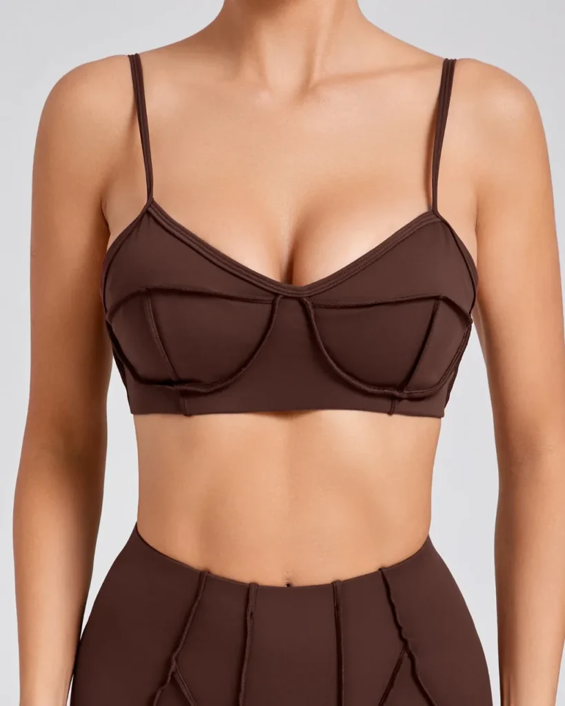 Thin Strap Backless Sports Tank Top - Brown