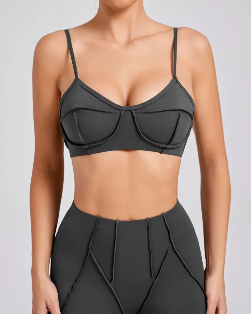 Thin Strap Backless Sports Tank Top - Gray