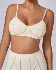 Thin Strap Backless Sports Tank Top - Oat Beige