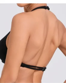 Double Adjust Buckle Halter Quick Dry Yoga Tank - Black
