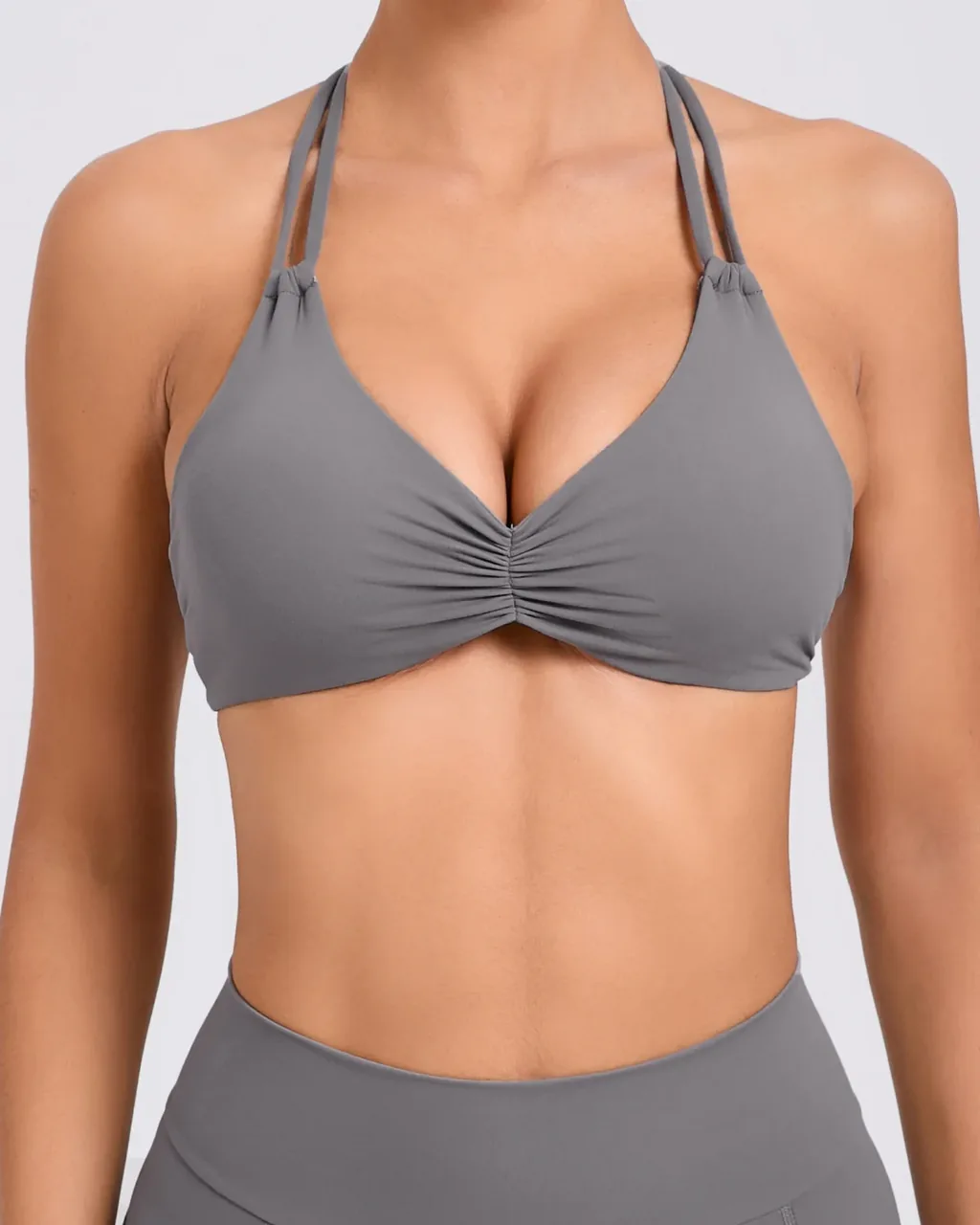 Top Yoga Secado Rápido Con Hebilla Doble Ajustable - gris