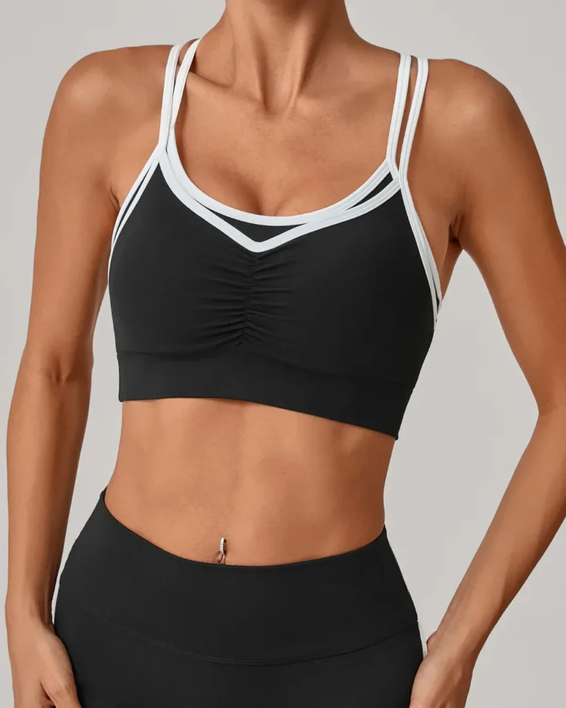 Color Block Backless Nude Yoga Tank - Black