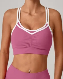 Color Block Backless Nude Yoga Tank - Purple