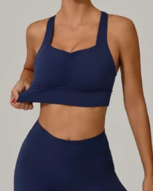 High Support Quick Dry Backless Nude Yoga Tank - Navy Plum