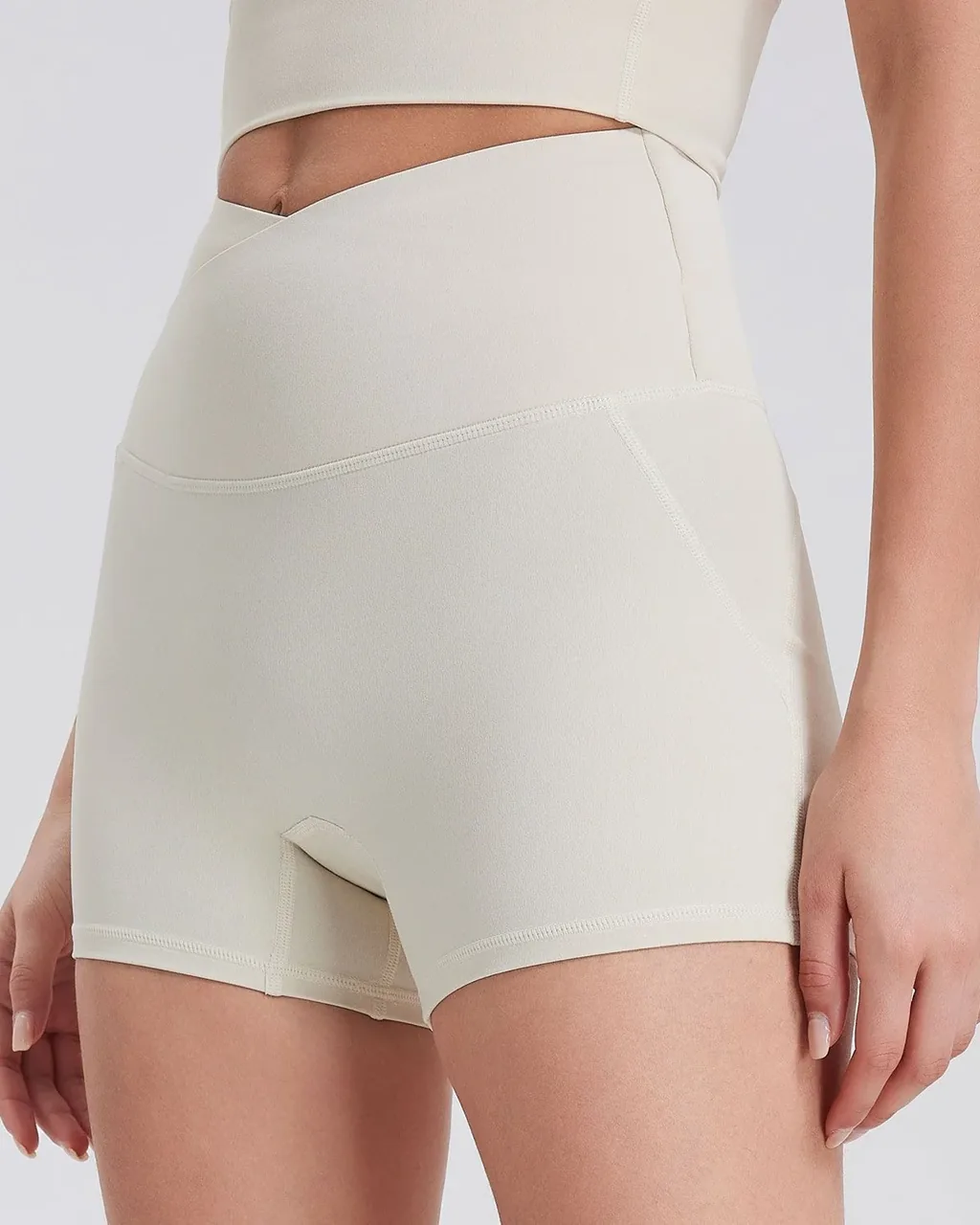 Shorts De Yoga Moldeadores Sin Costuras Con Bolsillo - off blanco