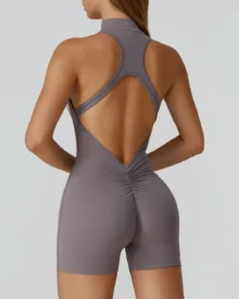 Malla Yoga Nude Con Cremallera Trasera - gris
