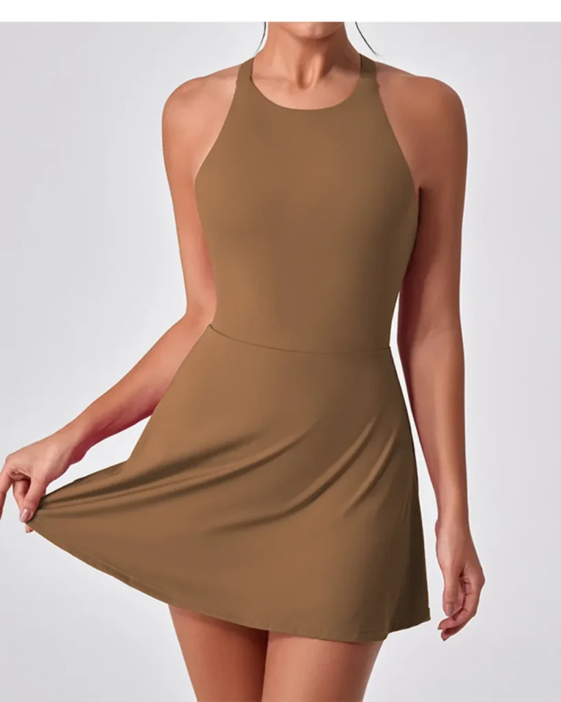 Vestido Tenis Sin Espalda Secado Rápido - camel