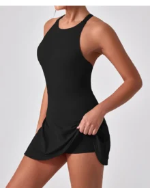 Backless Quick Dry Anti Chafing Tennis Sports Dress - Midnight