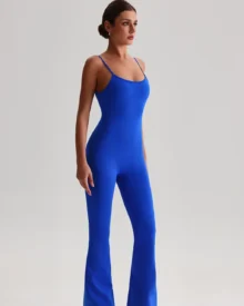 Adjustable Strap Backless Tight Yoga Jumpsuit - royal blue