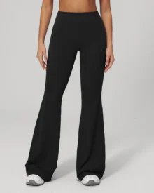 Brushed High Waist Flared Sports Pants - Navy