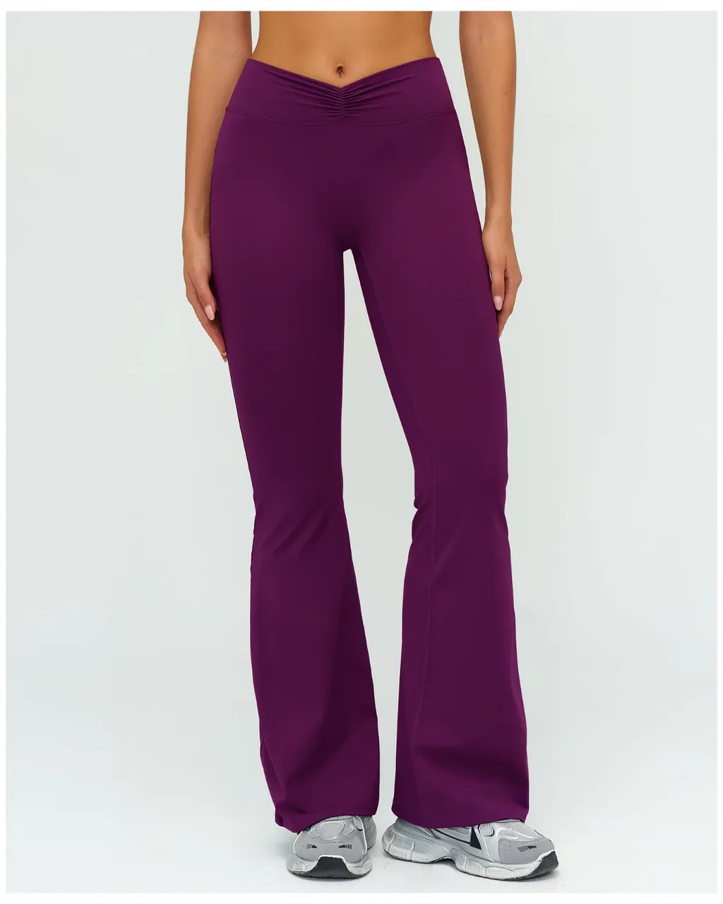 Leggings Flare Micro De Cintura Alta Con Acabado Arrugado - vino