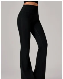 Invisible Pleated High Waist Yoga Flare Hip Lifting - Black