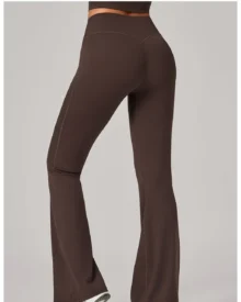 Invisible Pleated High Waist Yoga Flare Hip Lifting - Charcoal