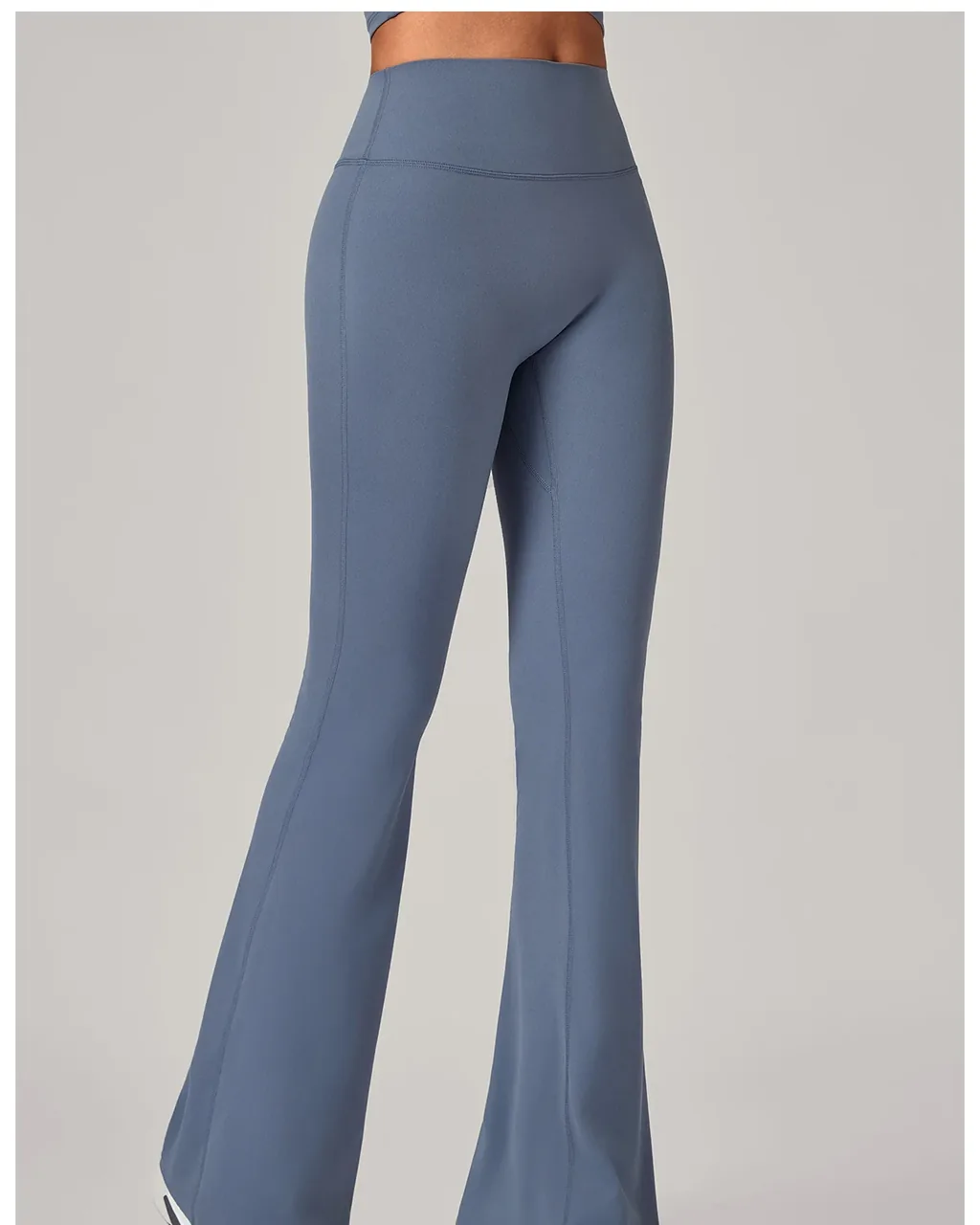 Invisible Pleated High Waist Yoga Flare Hip Lifting - Steel Blue
