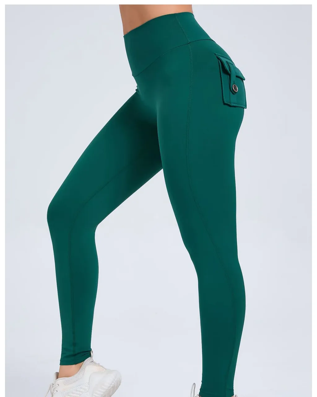 Yoga High Waist Con Bolsillos Cargo Y Cintura Elástica - verde bosque