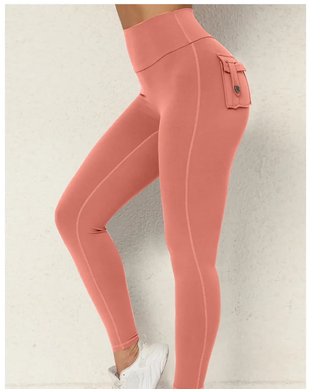 Yoga High Waist Con Bolsillos Cargo Y Cintura Elástica - rosa