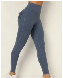 High Waist Cargo Pocket Yoga Button Elastic Peach - Slate
