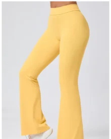 High Waist Peach Hip Flare Yoga Pants - Mustard