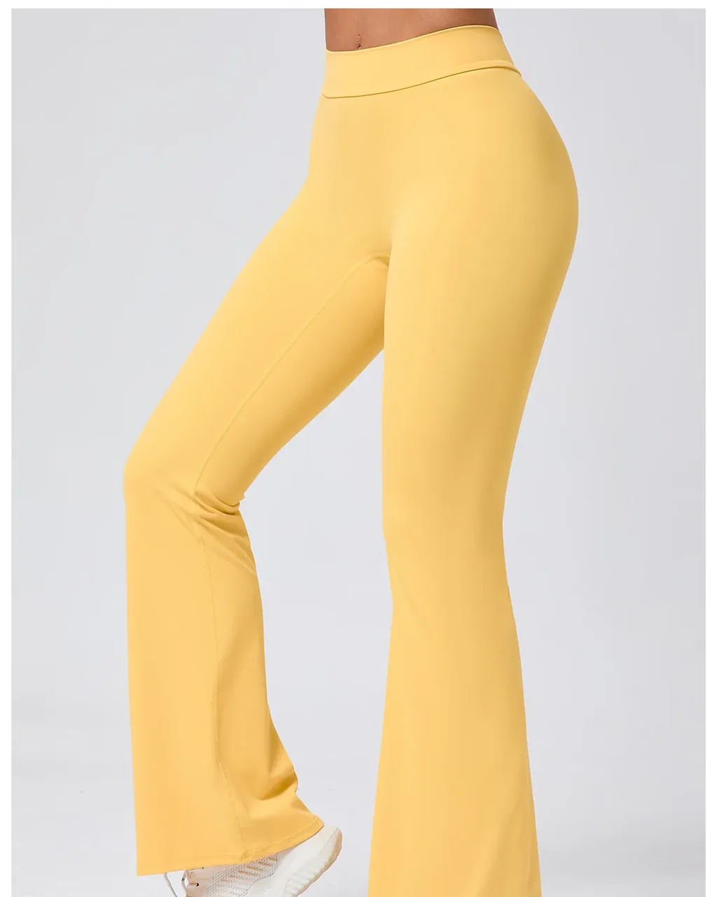 High Waist Peach Hip Flare Yoga Pants - Mustard