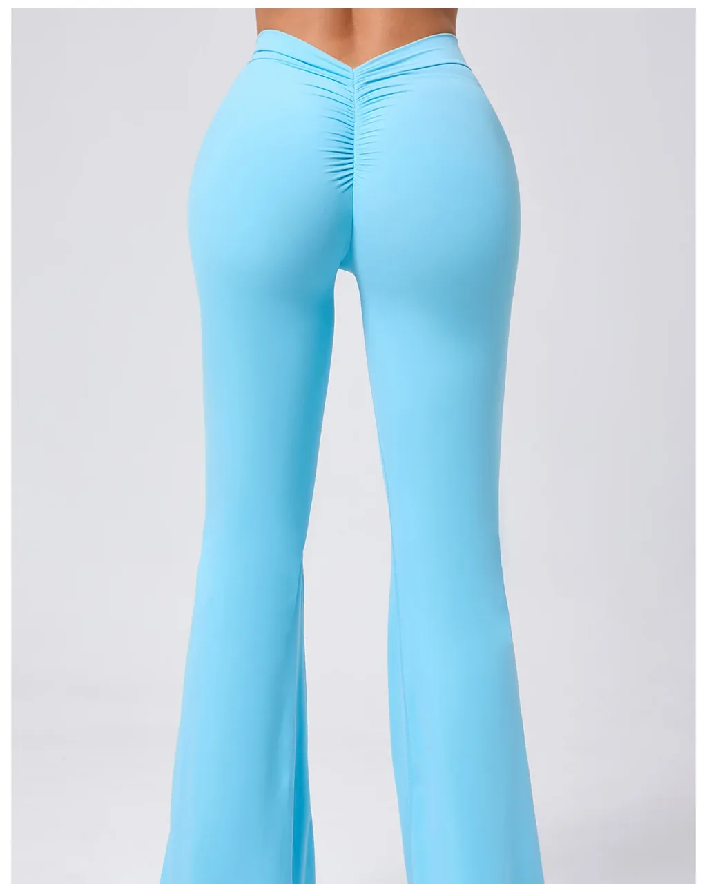 Pantalones Yoga Cintura Alta Con Cadera En Forma De Melocotón - azul cielo