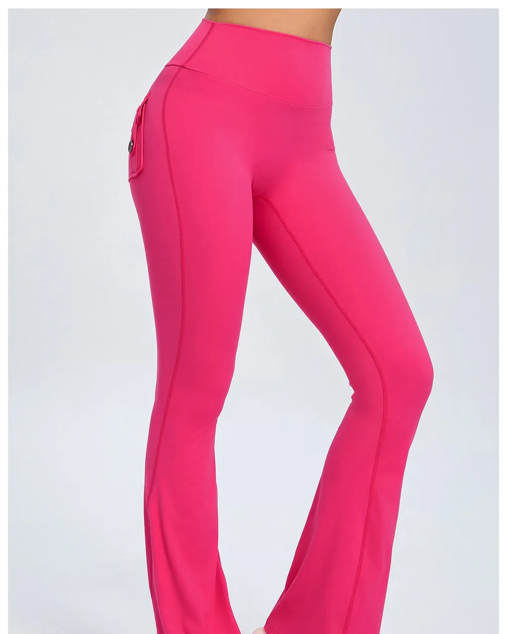 Pantalones Yoga Cintura Alta Con Botones Y Silueta Aplomada - rosa intenso