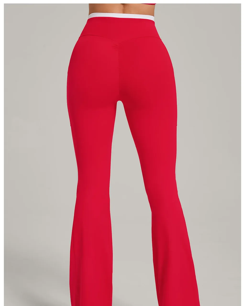 Pantalones Yoga Flare Con Bolsillo Cruzado Y Bloques De Color - rojo