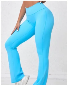 Pantalones Yoga Cadera Amplia Melocotón Elásticos - azul cielo