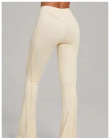 High Waist Brushed Hip Lifting Flare Yoga Pants - beige