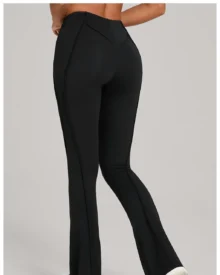 High Waist Brushed Hip Lifting Flare Yoga Pants - black