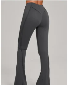 High Waist Brushed Hip Lifting Flare Yoga Pants - Charcoal Grey