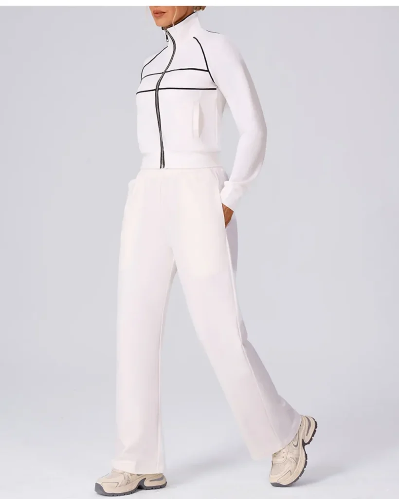Leggings Casuales Con Bloques De Color - blanco