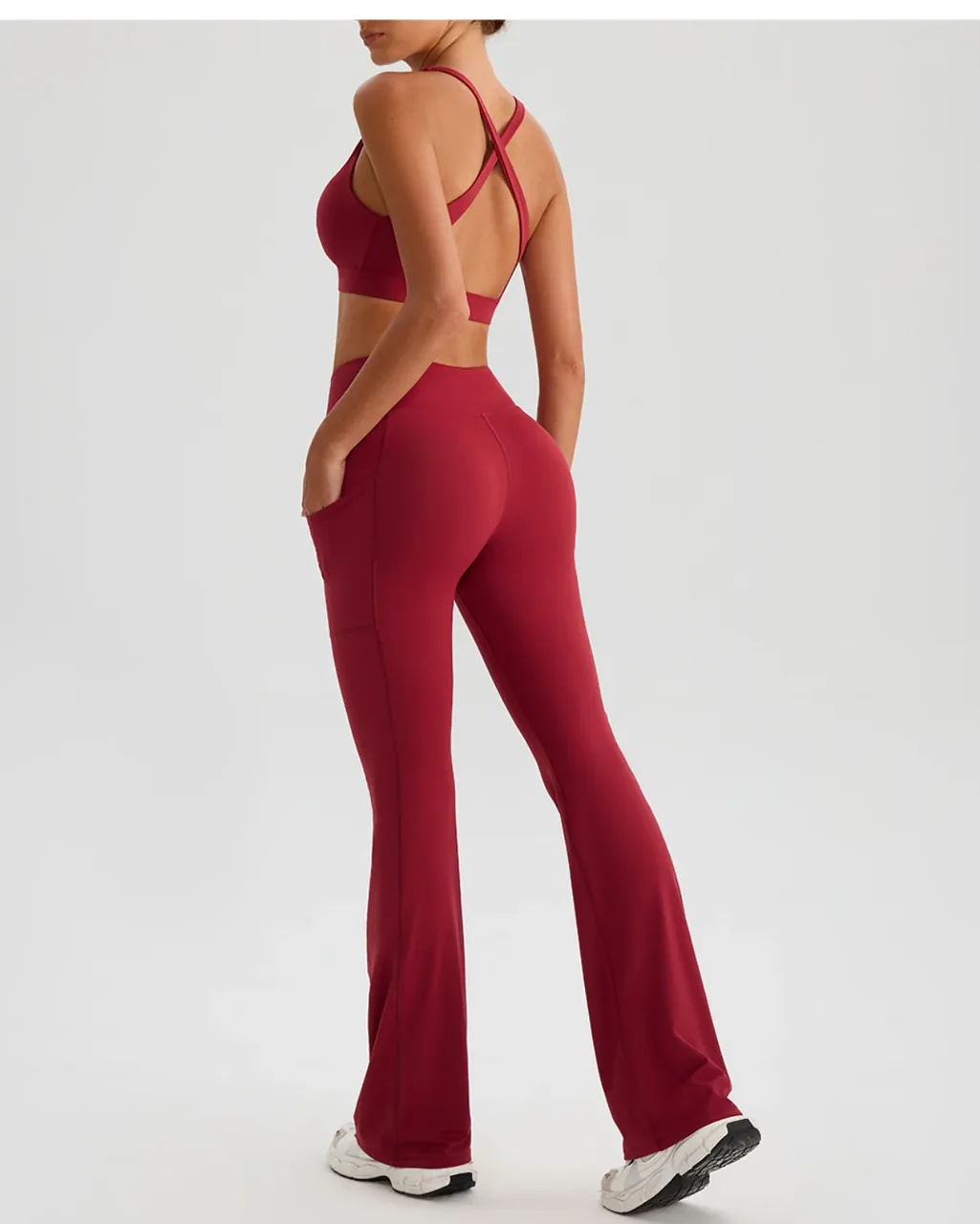 Pantalones Deportivos Yoga Con Cintura Alta Y Efecto Levantador De Glúteos - vino