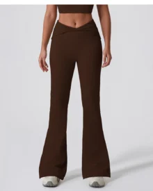 Pantalones De Yoga Elevadores De Cadera En Talle Alto Y Silueta Acampanada - Dark óxido marrón