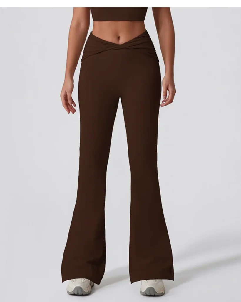 Pantalones De Yoga Elevadores De Cadera En Talle Alto Y Silueta Acampanada - Dark óxido marrón