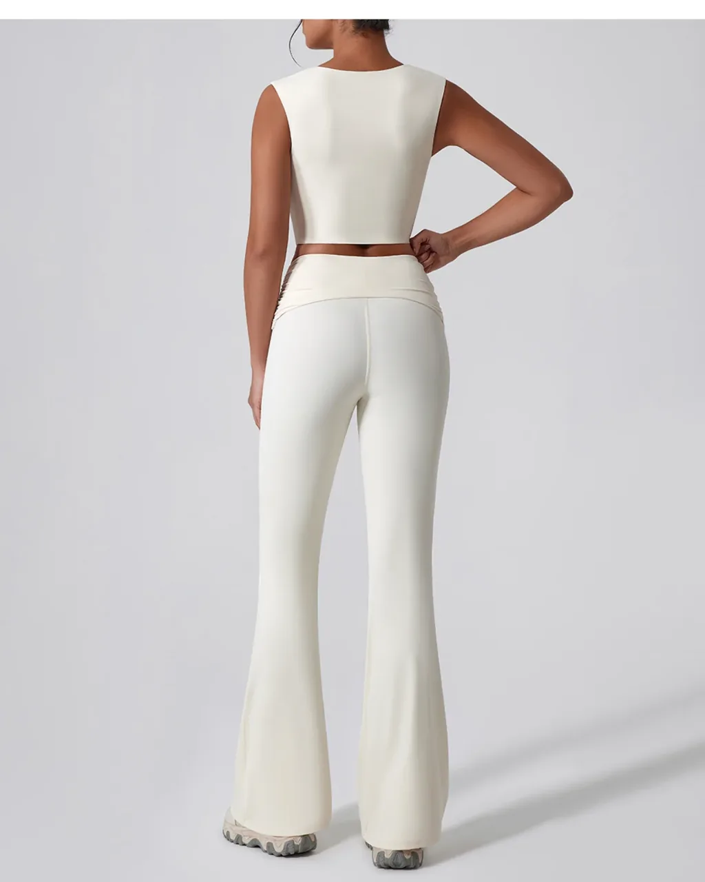 Pantalones De Yoga Elevadores De Cadera En Talle Alto Y Silueta Acampanada - blanco