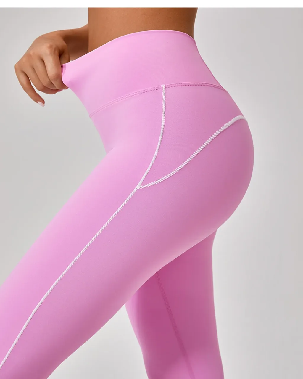 Pantalones Yoga Verano: Cintura Alta Y Elevación De Caderas - rosa empolvado