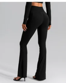 Autumn High Waist Peach Hip Lifting Stretch Nude Slim Flare Yoga Pants - Black