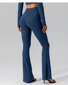 Autumn High Waist Peach Hip Lifting Stretch Nude Slim Flare Yoga Pants - navy
