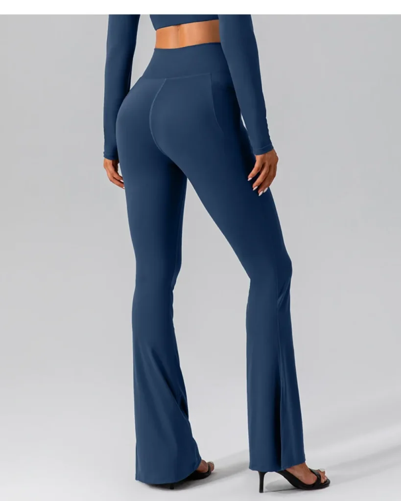 Autumn High Waist Peach Hip Lifting Stretch Nude Slim Flare Yoga Pants - navy