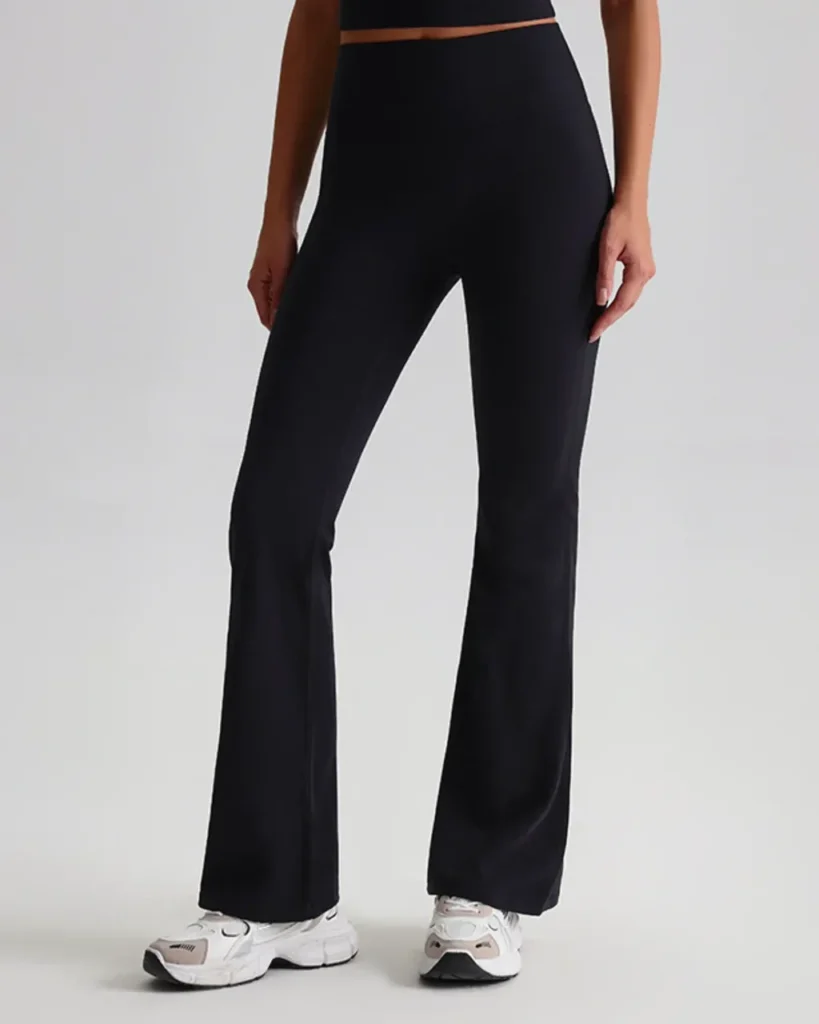 Pantalones Yoga Elevadores De Cadera En Talle Alto Y Silueta Acampanada - negro