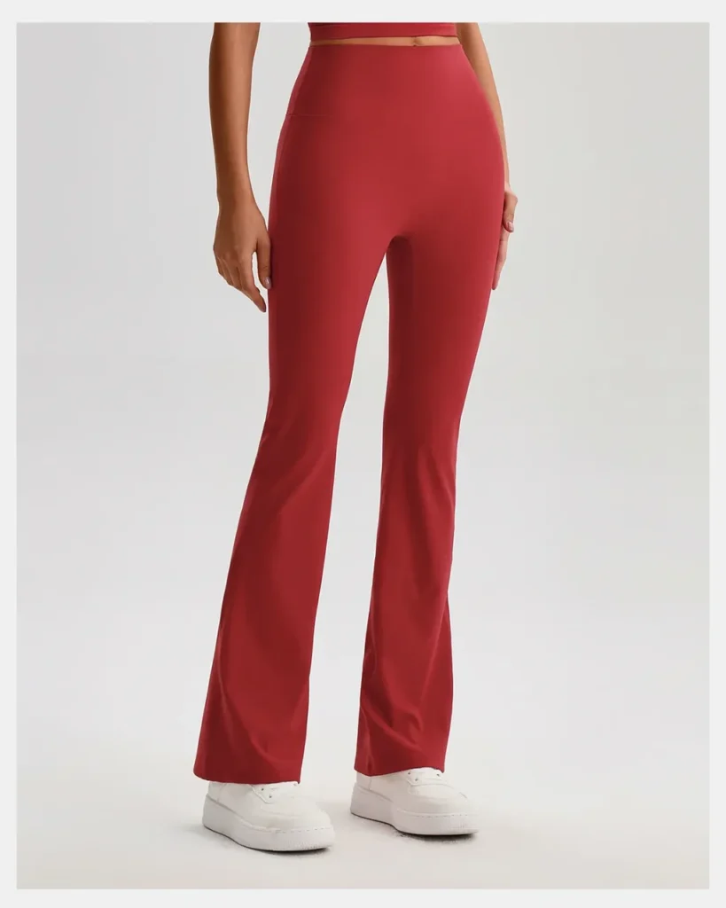 Pantalones Yoga Elevadores De Cadera En Talle Alto Y Silueta Acampanada - borgoña