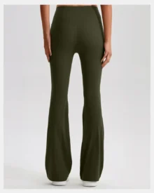 Pantalones Yoga Elevadores De Cadera En Talle Alto Y Silueta Acampanada - verde oscuro