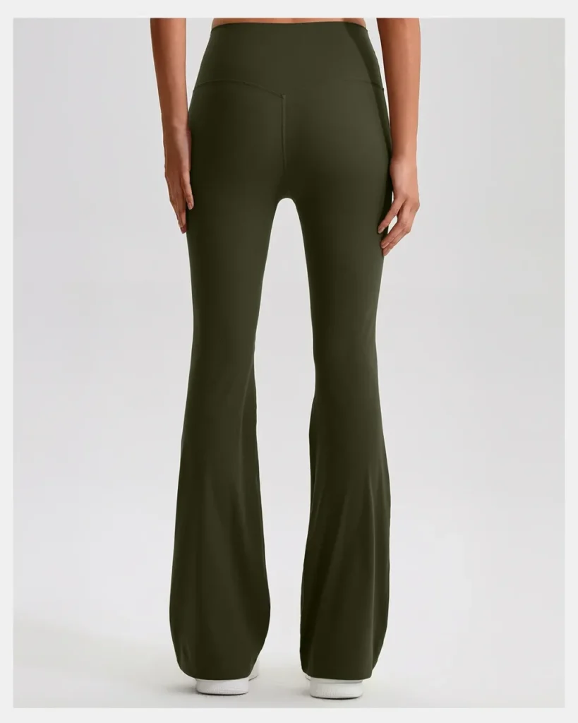 Pantalones Yoga Elevadores De Cadera En Talle Alto Y Silueta Acampanada - verde oscuro