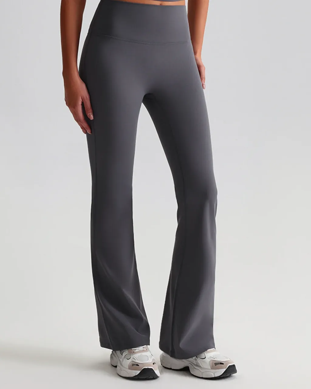 Pantalones Yoga Elevadores De Cadera En Talle Alto Y Silueta Acampanada - gris oscuro