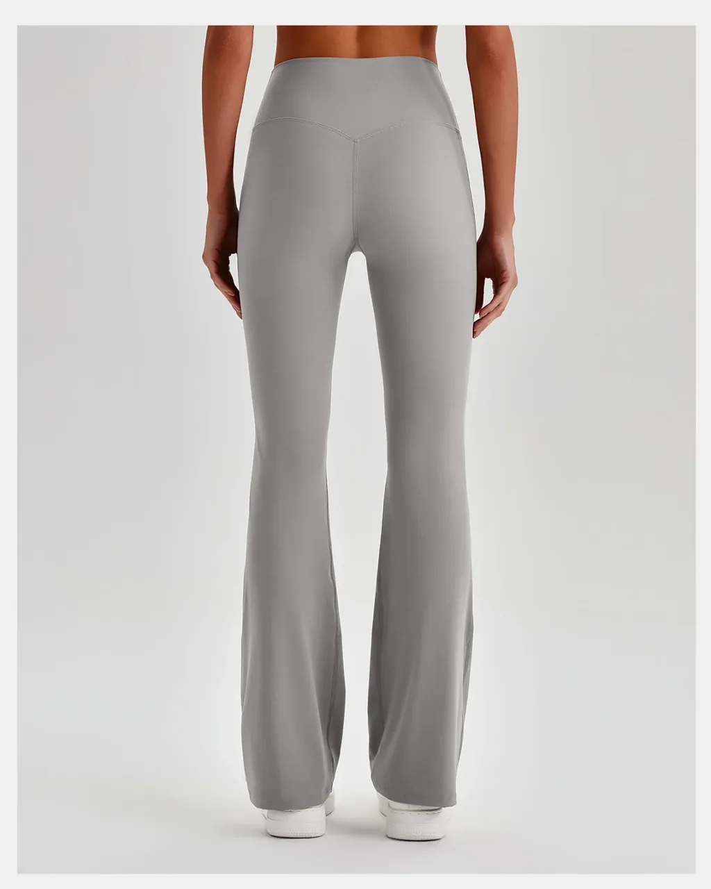 Pantalones Yoga Elevadores De Cadera En Talle Alto Y Silueta Acampanada - gris