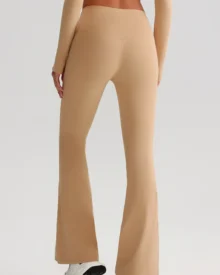 High Waist Hip Lifting Nude Flare Yoga Pants - Camel