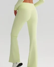 High Waist Hip Lifting Nude Flare Yoga Pants - green