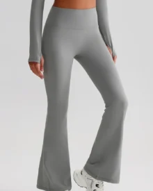 High Waist Hip Lifting Nude Flare Yoga Pants - Grey