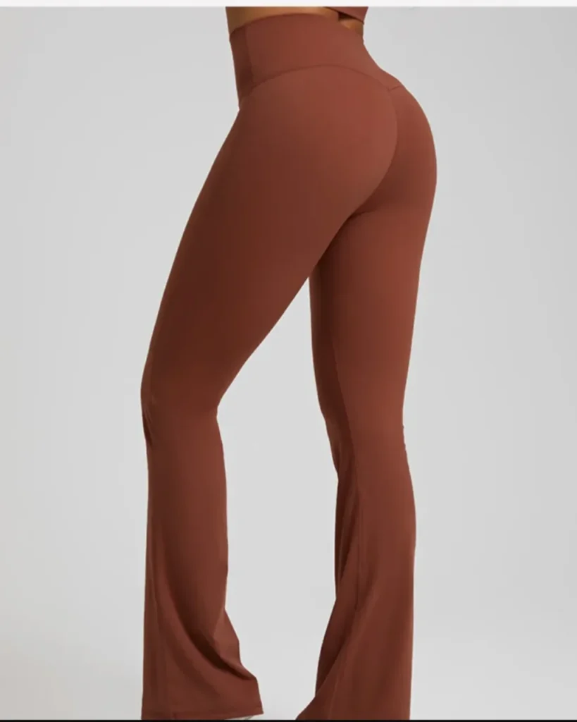 High Waist Peach Hip Nude Stretch Flare Yoga Pants - Brown