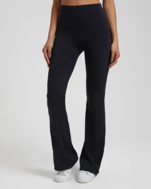 High Waist Peach Hip Nude Stretch Flare Yoga Pants - Navy